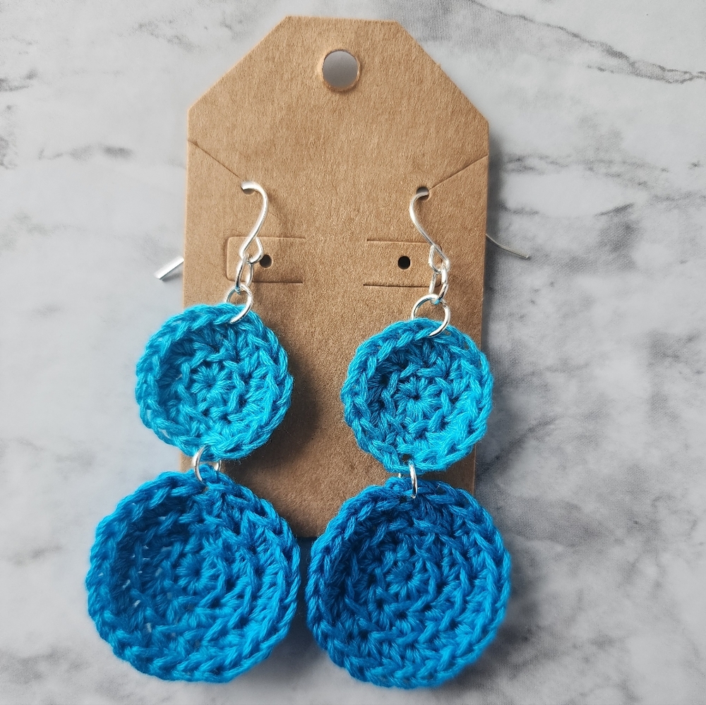 Crochet Two-Tone Handmade Earrings